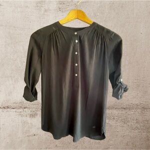 Ann Taylor LOFT / Women’s Black Henley Blouse Size S